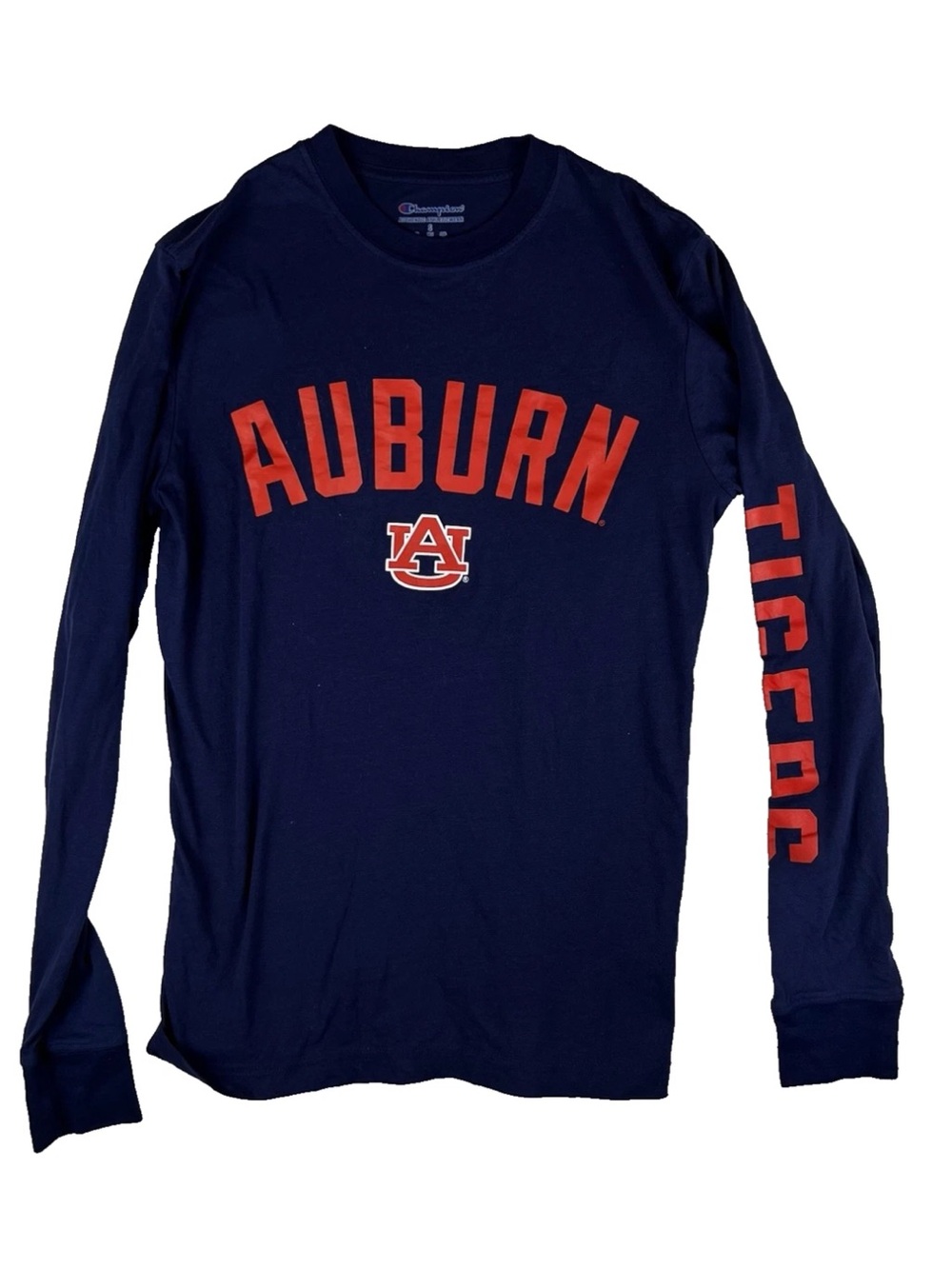 Champion Small University Auburn Tigers Long Sleeve Tshirt Spellout Soft Logo